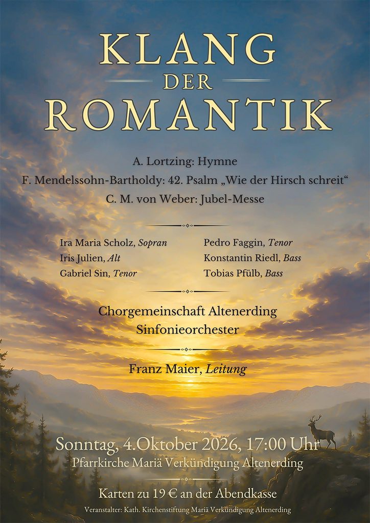 Klang der Romantik - Festliches Konzert am Sonntag, 4. Oktober 2026 um 17:00 Uhr in der Pfarrkirche Altenerding